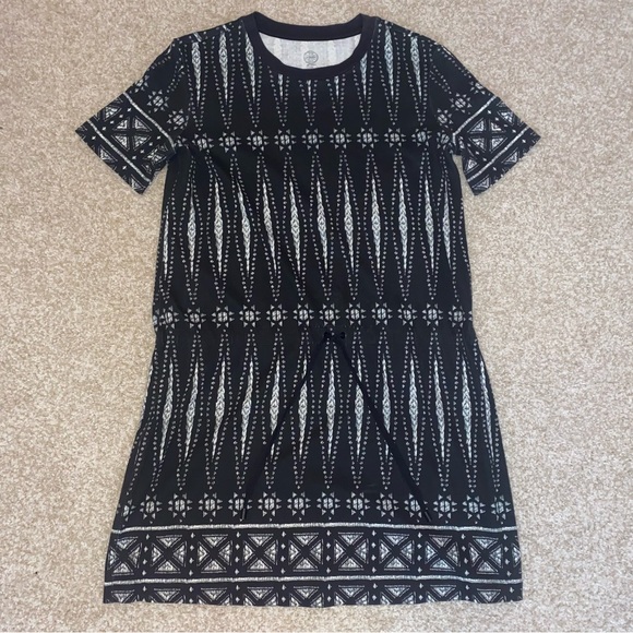 Tory Burch Bologan Knit Aztec Pima Cotton Drawstring Mini Shortsleeve Dress - Picture 3 of 5